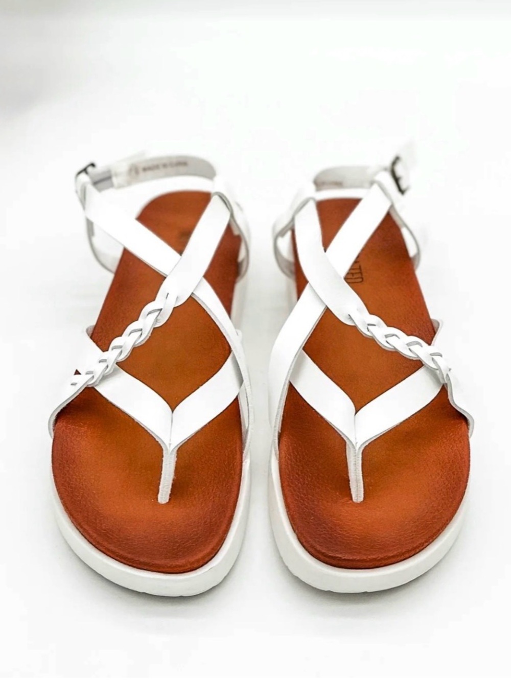 Not Rated Sela White Braided Criss Cross Strappy Sandals